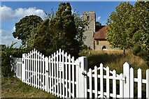 TM1453 : Churchyard gates, St. Gregory's Church, Hemingstone by Simon Mortimer