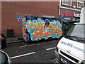 View of street art on the side of a burger van parked on Birchington Road