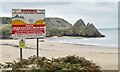 SS5388 : Three Cliffs Bay - Warning Sign by Colin Smith