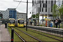 SJ8097 : Metrolink trams at Harbour City by N Chadwick