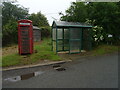 K6 telephone box and bus shelter on South Street, Scamblesby