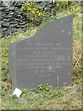 SH6369 : Slate memorial stone near the flooded pit of the former Bryn Hafod-y-Wern slate quarry, Llanllechid by Meirion