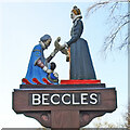 TM4291 : Beccles town sign in detail (George Westwood Way) by Adrian S Pye
