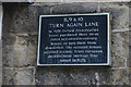 Plaque on Turn Again Lane off Littlegate Street, Oxford