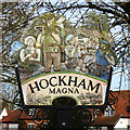 TL9592 : Hockham Magna village sign by Adrian S Pye