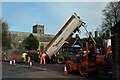 Resurfacing on Hilltop Road following remedial work on a drainage system