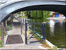 TL4559 : Footpath with cattle grid, Victoria Bridge, Cambridge by Ruth Sharville