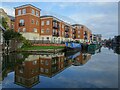 Apartments reflected in the canal at Diglis