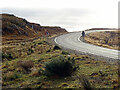 Sharp bend in the road near Loch Sanndabhat