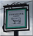 Sign for the Tomahawk Steakhouse, Husthwaite