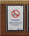 "Scooters must not be ridden" sign at Acton Main Line Station