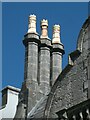 Ornate chimneys above the High Street, Bangor