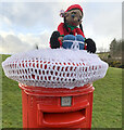 Yarn bombed pillar box, Inverkip