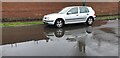 Puddle in London N14 following  heavy rainfall