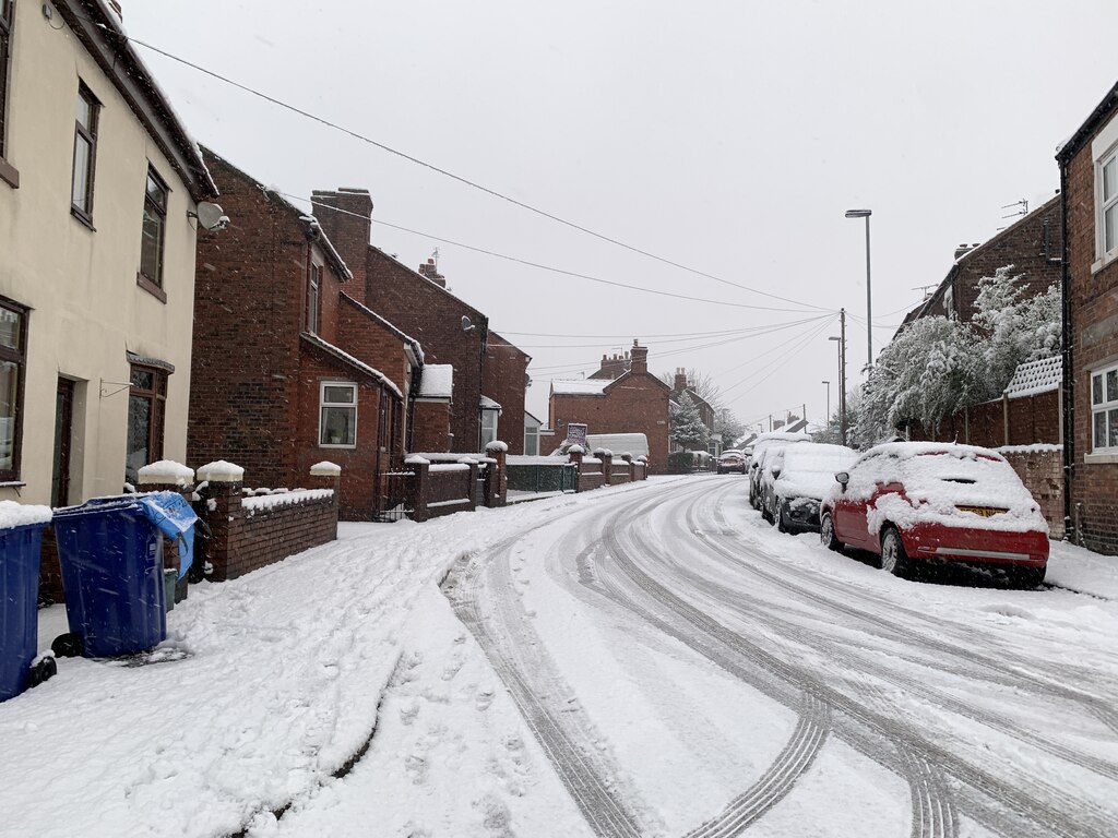 Snow on Wereton Road, Audley © Jonathan Hutchins :: Geograph Britain ...