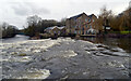 The River Aire overwhelming the weir at Hirst Mill