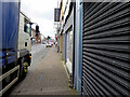 Squeezing past a delivery lorry, Omagh