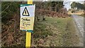 SO4873 : Caution sign on overhead cables in the Mortimer Forest (Bringewood) by Fabian Musto
