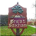 TL7863 : Great Saxham new village sign by Adrian S Pye