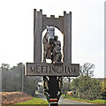 TM3689 : Mettingham village sign (front) by Adrian S Pye