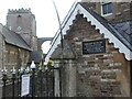 Flood marker on the church hall