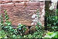 Benchmark on barn on south side of farm road west of Eskrigg