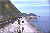 SX9473 : Teignmouth bound train at Sprey Point by Richard Park