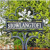 TL9568 : Stowlangtoft village sign by Adrian S Pye