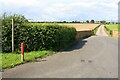 Farm access road and footpath to Wood Farm from north side of A595