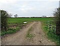 SK7232 : Entrance to field north of Harby Lane by Andrew Tatlow