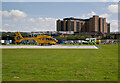 Air ambulance, landing at Raigmore Hospital