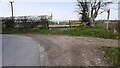 Gateway at bend in rural road at Crosshill