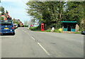 B4232 West Malvern Road with telephone box and bus shelter