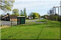 Bus lay-by with bus stop and shelter, Westwood Road, Westlands, Droitwich Spa, Worcs