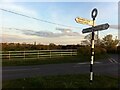 Signpost at junction of Washbrook Lane and Hawkes Mill Lane, Hawkes End