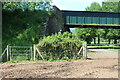 Gates east of railway bridge spanning the River Usk