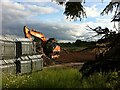 Fencing and digger on housing construction site, Bennetts Road, Keresley