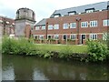 New housing, old factory chimney, Broadheath