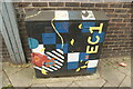 TQ3182 : View of a junction box decorated with street art on the corner of Percival Street and Goswell Road by Robert Lamb