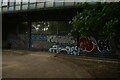 View of street art on the front of Brownall House on Cambridge Heath Road