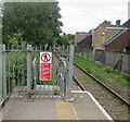 Notice at the SE end of Ewenny Road railway station, Maesteg