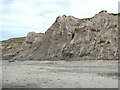 SH1726 : Cliffs and gullying above the beach at Aberdaron by Oliver Dixon