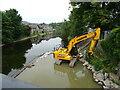 SD5193 : Digger at work on the bank of the River Kent, Kendal by JThomas