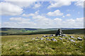 NY9542 : Cairn and rocks between Long Man and Long Hill by Trevor Littlewood