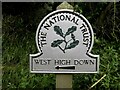 SZ3085 : National Trust omega sign to West High Down by Steve Daniels