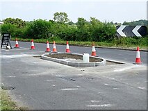 SK4137 : New traffic island at the A6096 junction with Moor Lane by Ian Calderwood