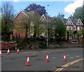 Red and white cones, Devon Place, Newport