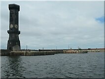SJ3392 : Victoria Tower and disused dock gates onto the Mersey by Christine Johnstone