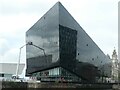 Window cleaner at work, Mann Island, Liverpool