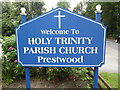 SU8799 : Welcome Board at Holy Trinity Church, Prestwood by David Hillas